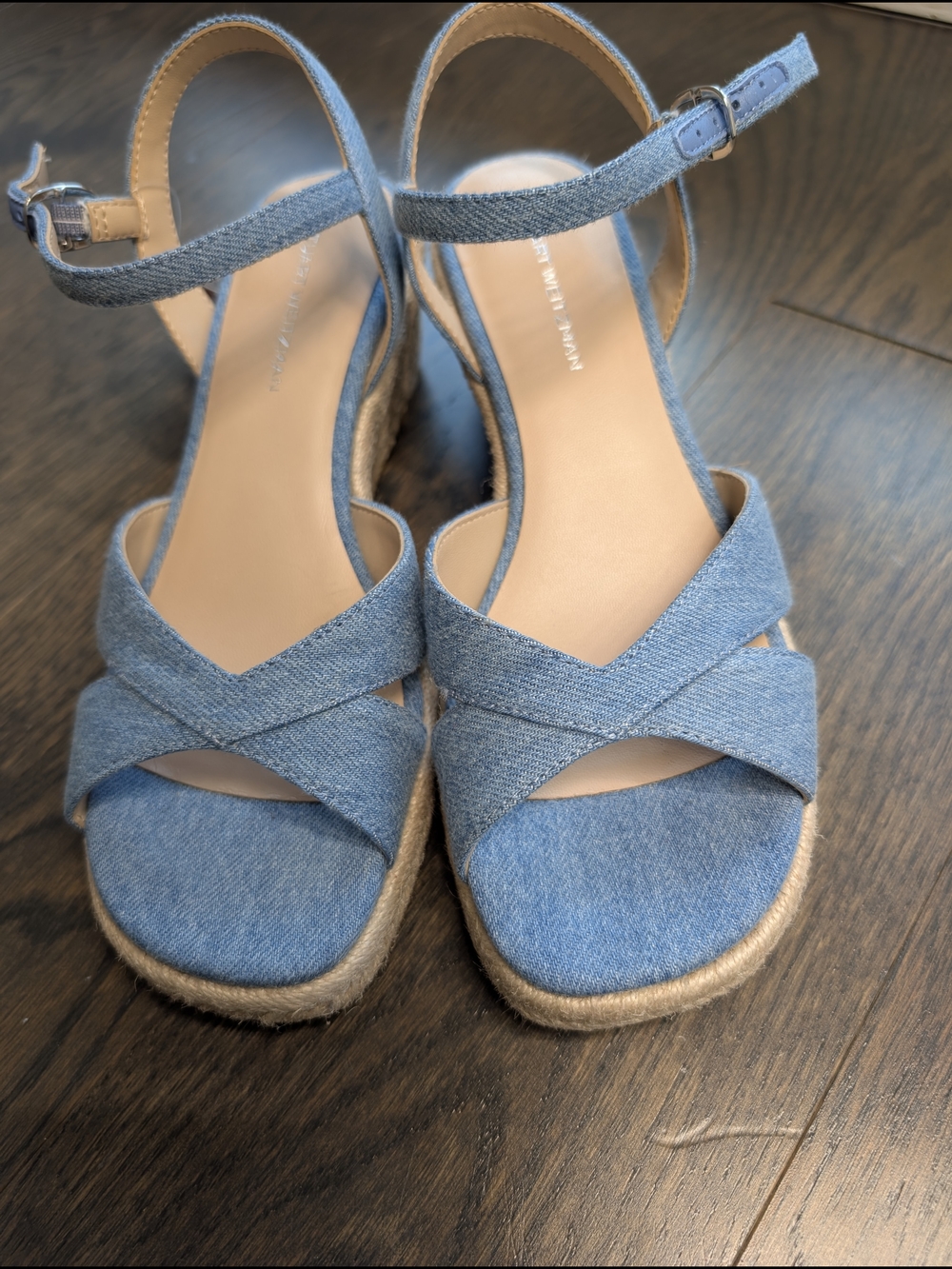 Stuart Weitzman-Denim Light Blue Espadrille Wedge Sandals - Picture 2 of 5